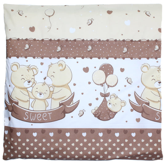 Kissenbezug - SWEET Bärchen Braun - 80x80cm Bezug Baby Kopfkissenbezug Kissenhülle