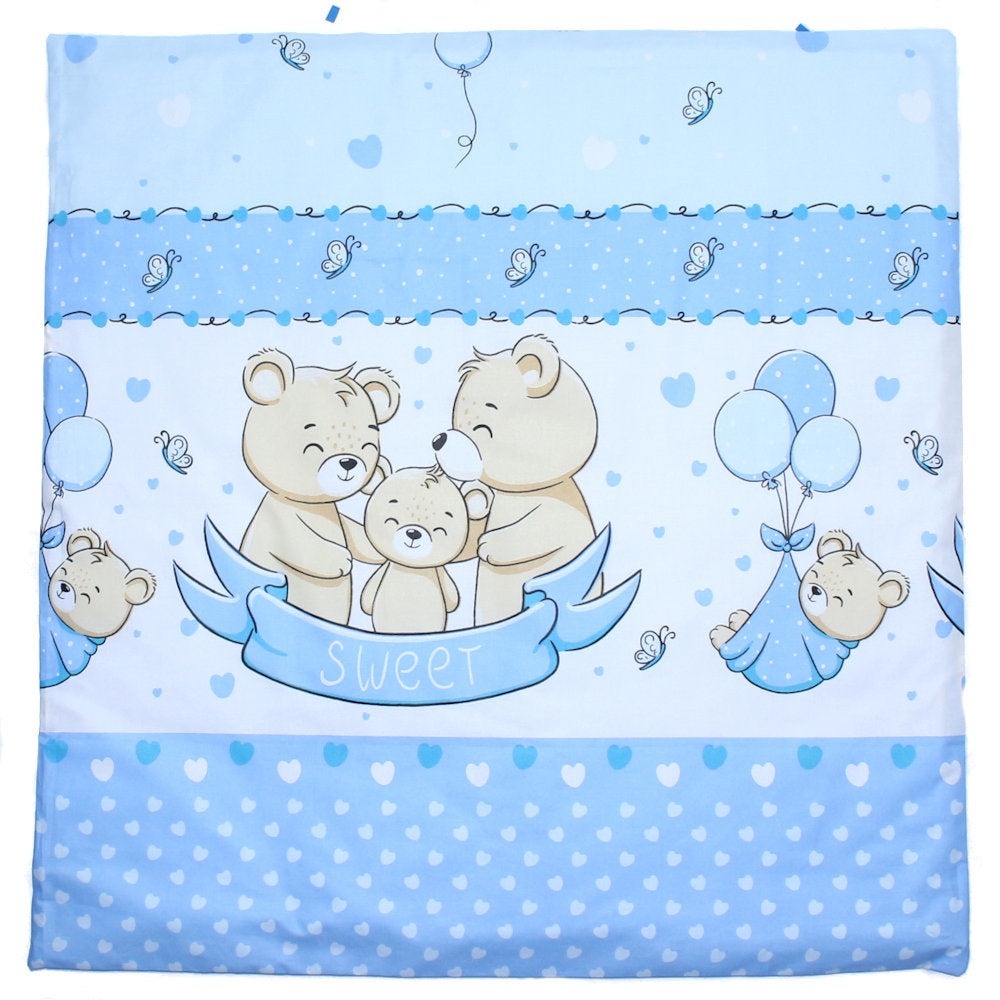 Kissenbezug - SWEET Bärchen Blau - 80x80cm Bezug Baby Kopfkissenbezug Kissenhülle
