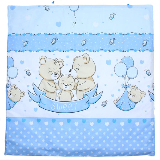 Kissenbezug - SWEET Bärchen Blau - 80x80cm Bezug Baby Kopfkissenbezug Kissenhülle
