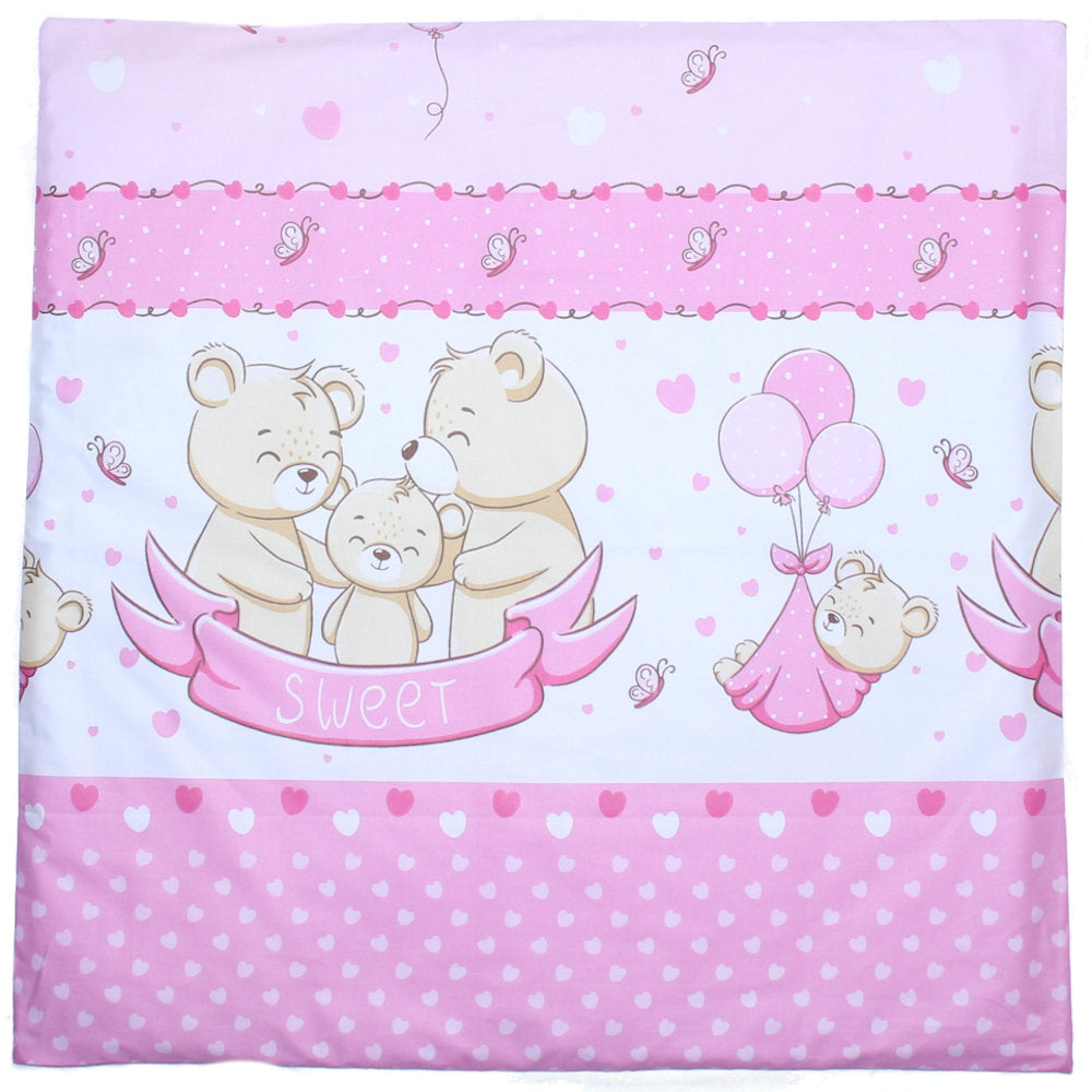 Kissenbezug - SWEET Bärchen Rosa - 80x80cm Bezug Baby Kopfkissenbezug Kissenhülle