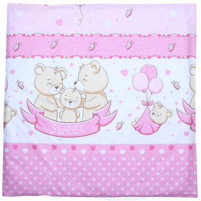 Kissenbezug - SWEET Bärchen Rosa - 80x80cm Bezug Baby Kopfkissenbezug Kissenhülle