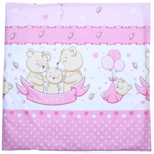 Kissenbezug - SWEET Bärchen Rosa - 80x80cm Bezug Baby Kopfkissenbezug Kissenhülle