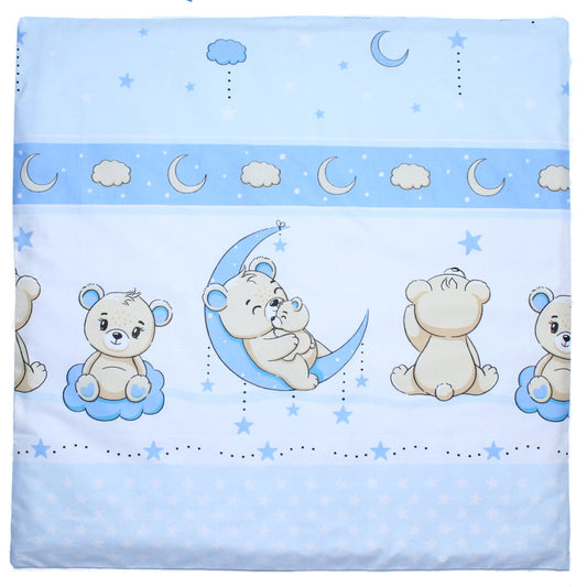 Kissenbezug - Bärchen Blau - 80x80cm Bezug Baby Kopfkissenbezug Kissenhülle