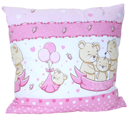 Kissenbezug - SWEET Bärchen Rosa - 80x80cm Bezug Baby Kopfkissenbezug Kissenhülle