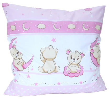 Kissenbezug - Bärchen Rosa - 80x80cm Bezug Baby Kopfkissenbezug Kissenhülle