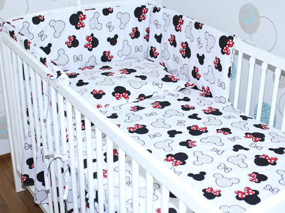 Baby Bettset -Minnie - 5-11 teilig mit Chiffon Himmel