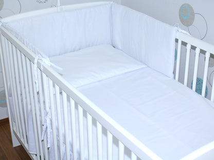 Baby Bettset für Bett 70 x 140 cm-Weiß - 5-11 teilig mit Chiffon Himmel