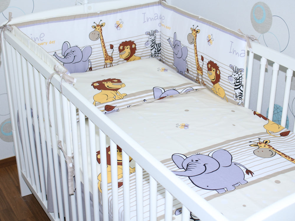 Nestchen Kopfschutz - Safari in Beige - 190 cm, 360 cm, 420 cm