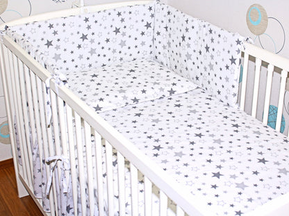 Baby Bettset - Star Hell- 5-11 teilig mit Vollstoff Himmel