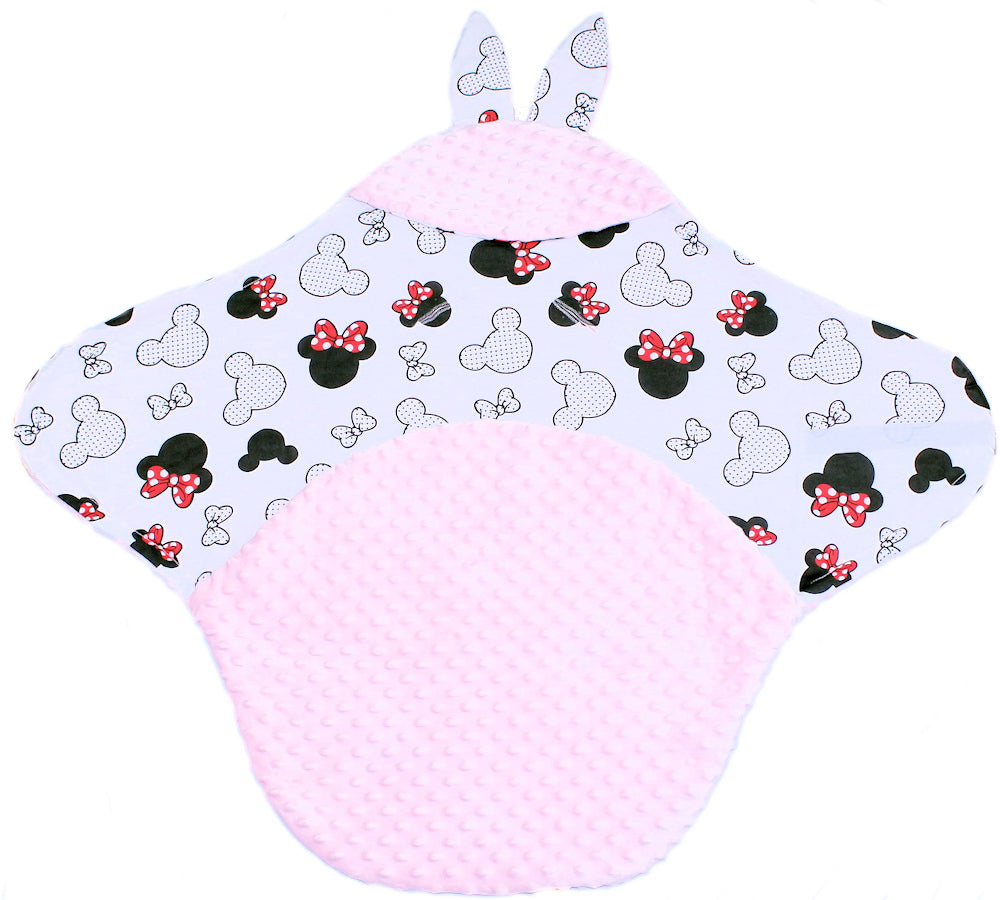 Einschlagdecke HASE - Minnie + Rosa - mit Kapuze Babyschale Decke