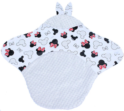 Einschlagdecke HASE - Minnie + Grau - mit Kapuze Babyschale Decke