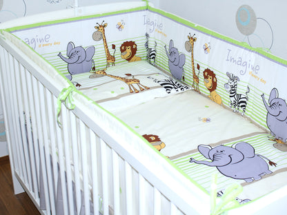 Nestchen Kopfschutz - Safari in Grün- 190 cm, 360 cm, 420 cm