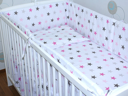Nestchen Kopfschutz - Star in Rosa - 190 cm, 360 cm, 420 cm