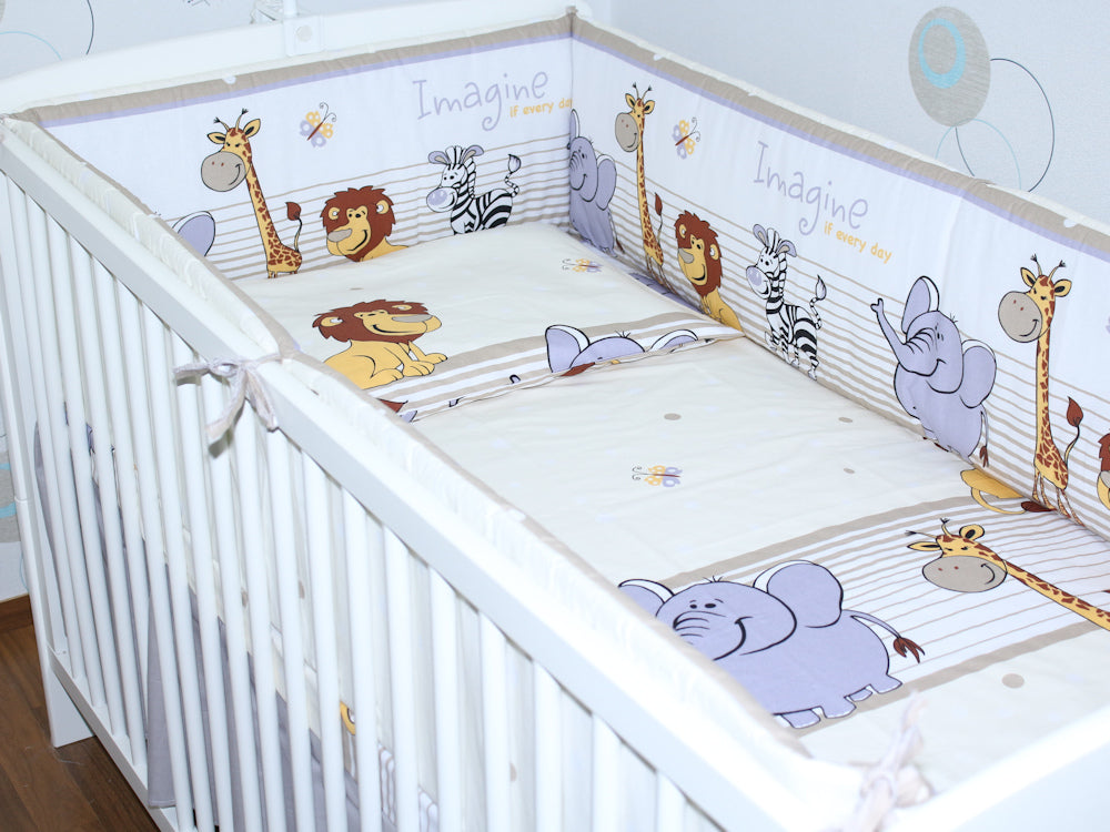 Nestchen Kopfschutz - Safari in Beige - 190 cm, 360 cm, 420 cm