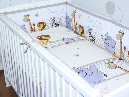 Nestchen Kopfschutz - Safari in Beige - 190 cm, 360 cm, 420 cm