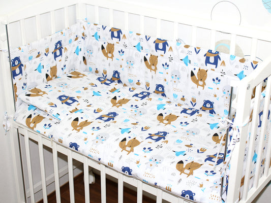 6 TLG- BABY SET mit Bettwäsche - Waldtiere - für Beistellbett 40x90cm