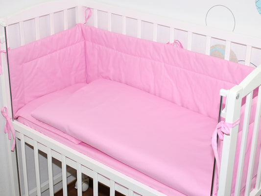 6 TLG- BABY SET mit Bettwäsche - Rosa - für Beistellbett 40x90cm