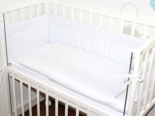 6 TLG- BABY SET mit Bettwäsche - Weiß - für Beistellbett 40x90cm
