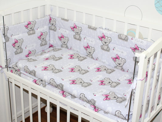 6 TLG- BABY SET mit Bettwäsche - Girl - für Beistellbett 40x90cm
