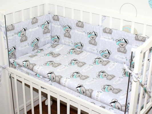 6 TLG- BABY SET mit Bettwäsche - Boy - für Beistellbett 40x90cm