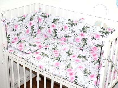 4 TLG- BABY SET mit Schlafsack - Flowers - für Beistellbett 40x90cm
