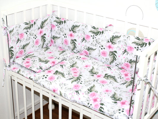 4 TLG- BABY SET mit Schlafsack - Flowers - für Beistellbett 40x90cm