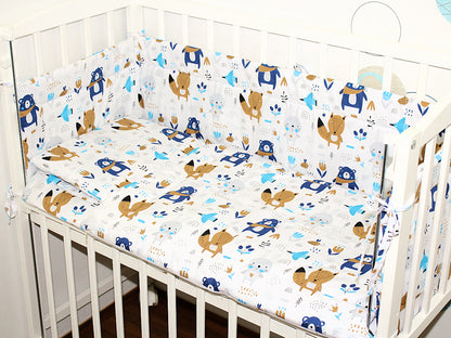4 TLG- BABY SET mit Schlafsack - Waldtiere - für Beistellbett 40x90cm