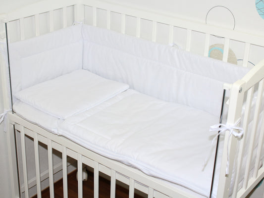 4 TLG- BABY SET mit Schlafsack - Weiß - für Beistellbett 40x90cm