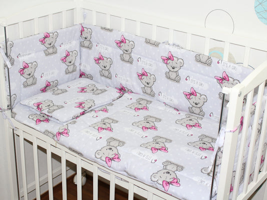 4 TLG- BABY SET mit Schlafsack - Girl - für Beistellbett 40x90cm