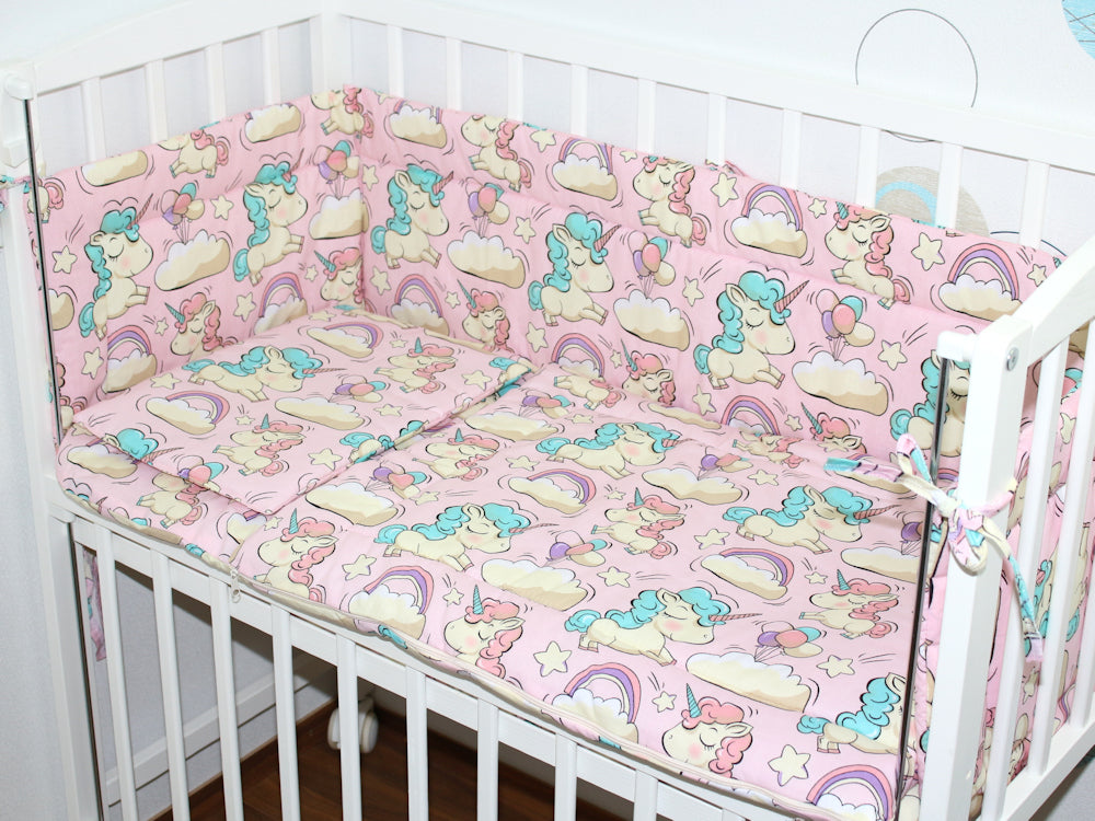 4 TLG- BABY SET mit Schlafsack - Einhorn- für Beistellbett 40x90cm