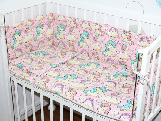 4 TLG- BABY SET mit Schlafsack - Einhorn- für Beistellbett 40x90cm