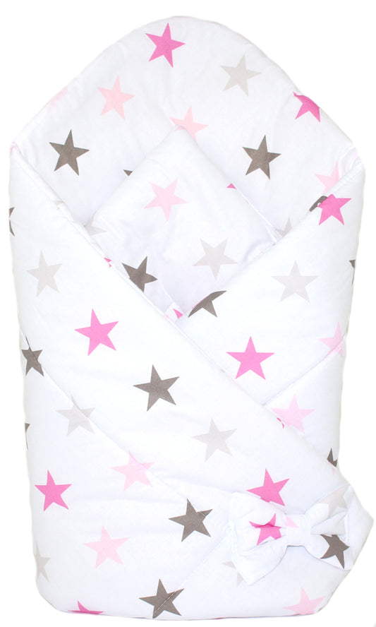 Babyhörnchen - Star in Rosa - Babynest- Steckkissen Pucktuch