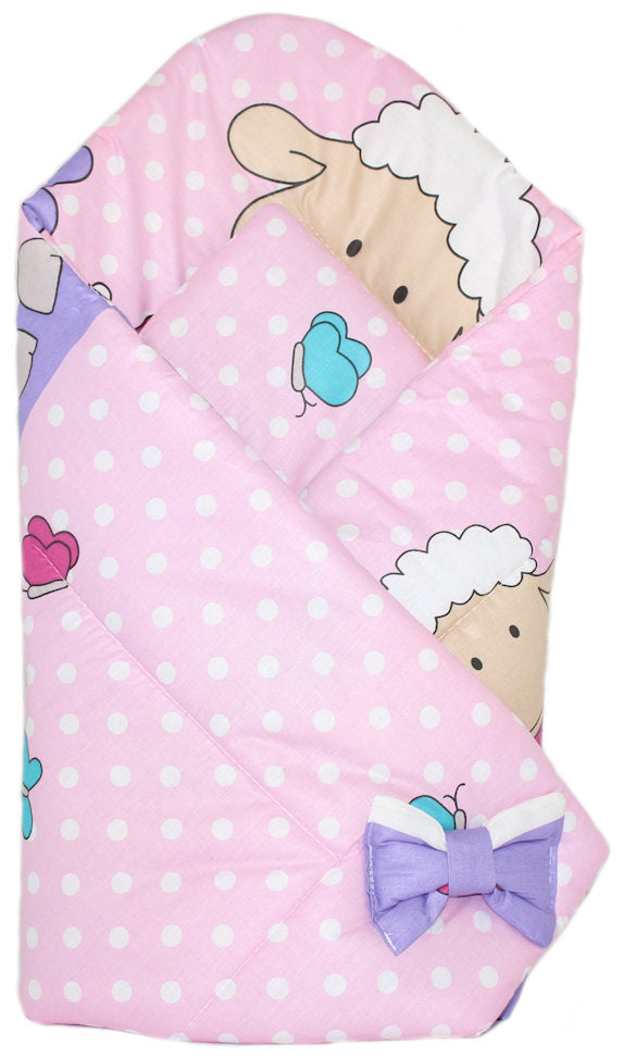 Babyhörnchen - Schaf in Rosa - Babynest- Steckkissen Pucktuch