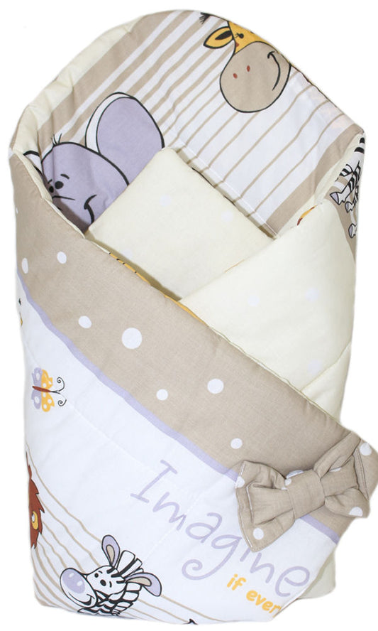 Babyhörnchen - Safari in Beige - Babynest- Steckkissen Pucktuch