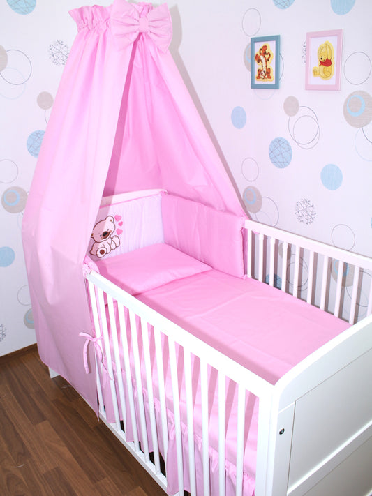 Bettset - Bärchen mit Herzen Rosa - mit Applikation Vollstoff Himmel Bettwäsche Set