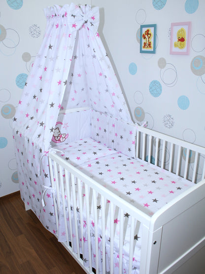 Bettset - Bärchen auf dem Mond Star Rosa - mit Applikation Vollstoff Himmel Bettwäsche Set