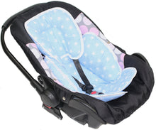 Lade das Bild in den Galerie-Viewer, Sitzverkleinerer Baumwolle - Sternchen auf Blau -  für Auto Kindersitz Babyschale
