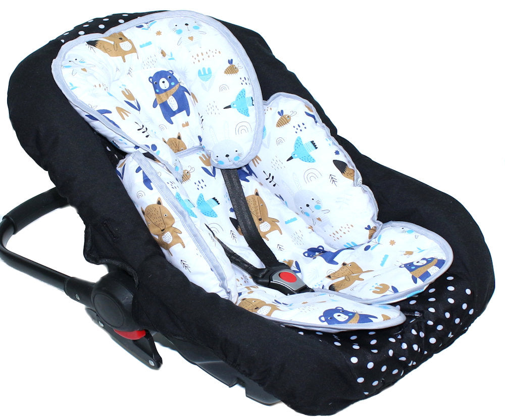 Sitzverkleinerer Baumwolle - Waldtiere -  für Auto Kindersitz Babyschale