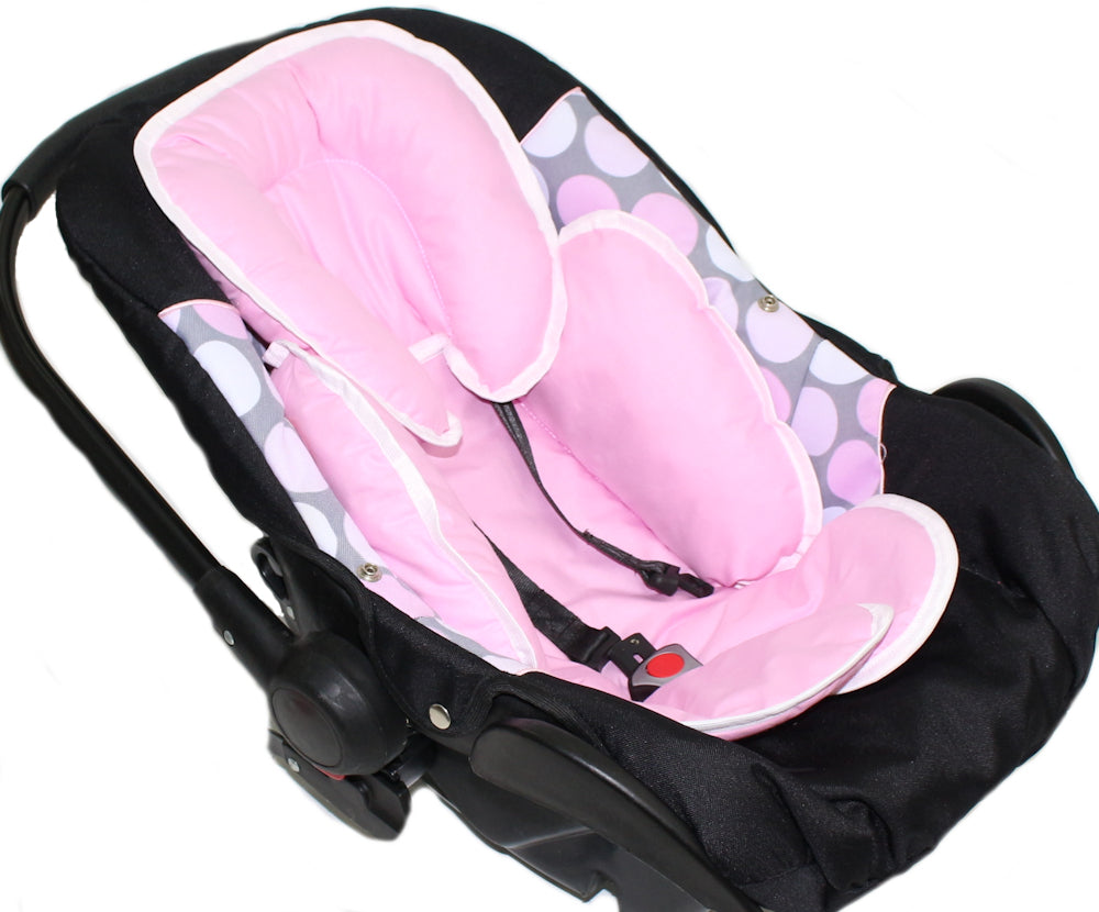 Sitzverkleinerer Baumwolle - Rosa -  für Auto Kindersitz Babyschale