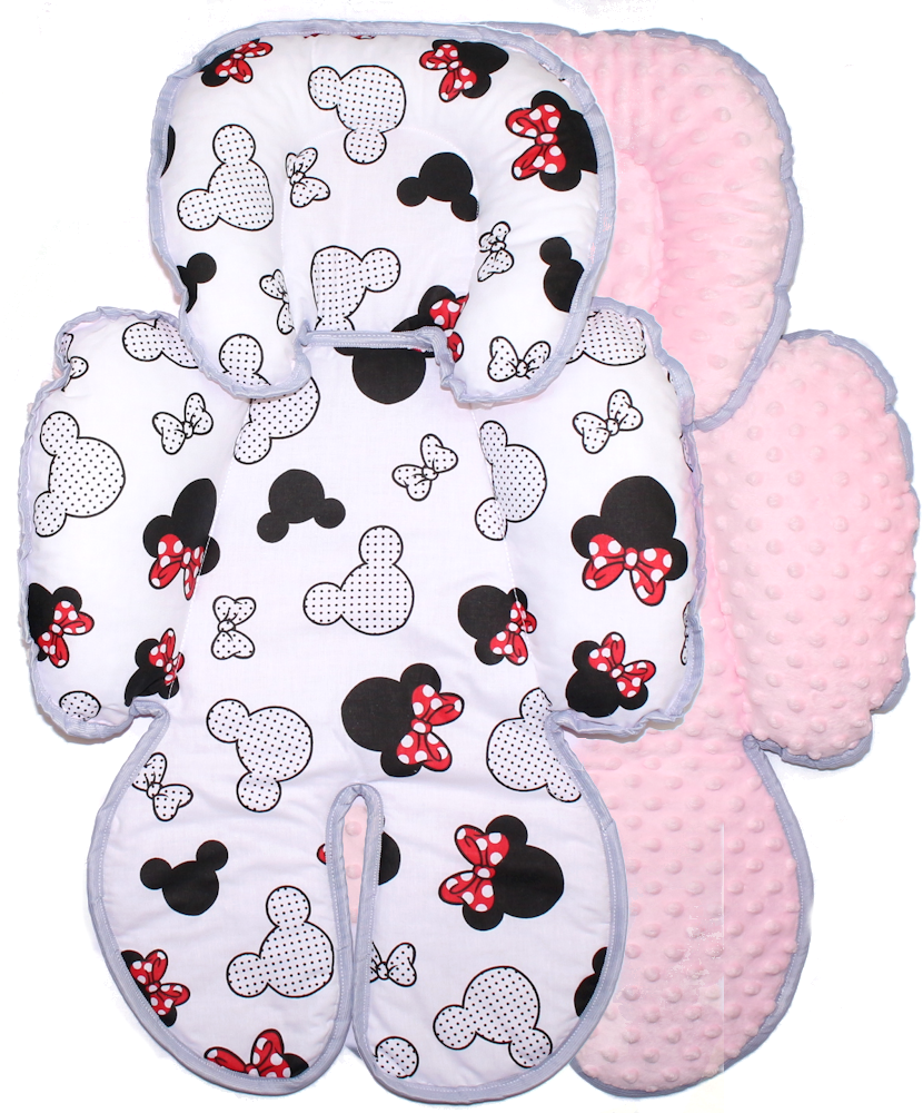 Sitzverkleinerer MINKY - Baumwolle - Minnie+Rosa-  für Auto Kindersitz Babyschale