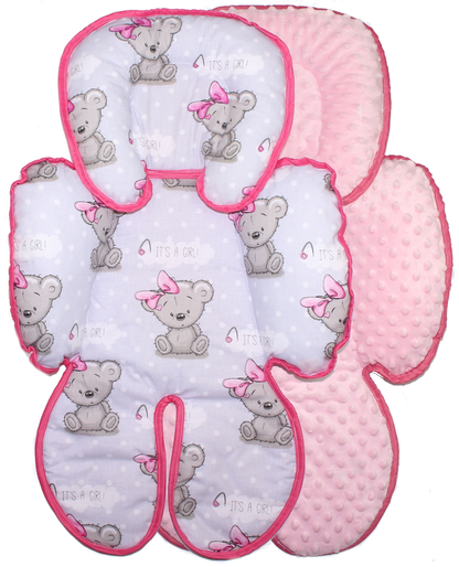 Sitzverkleinerer MINKY - Baumwolle - Girl+Rosa-  für Auto Kindersitz Babyschale