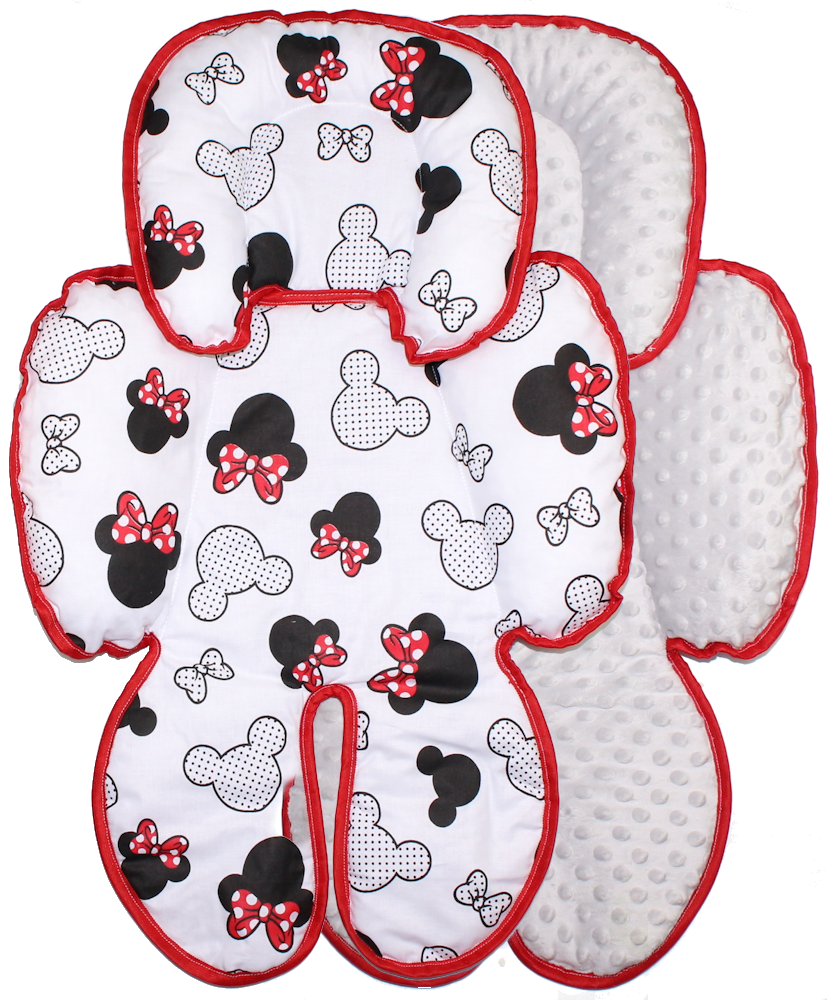 Sitzverkleinerer MINKY - Baumwolle - Minnie+Grau-  für Auto Kindersitz Babyschale