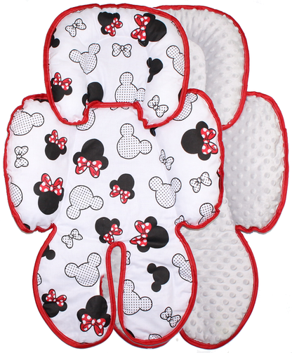 Sitzverkleinerer MINKY - Baumwolle - Minnie+Grau-  für Auto Kindersitz Babyschale