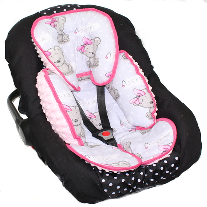 Sitzverkleinerer MINKY - Baumwolle - Girl+Rosa-  für Auto Kindersitz Babyschale