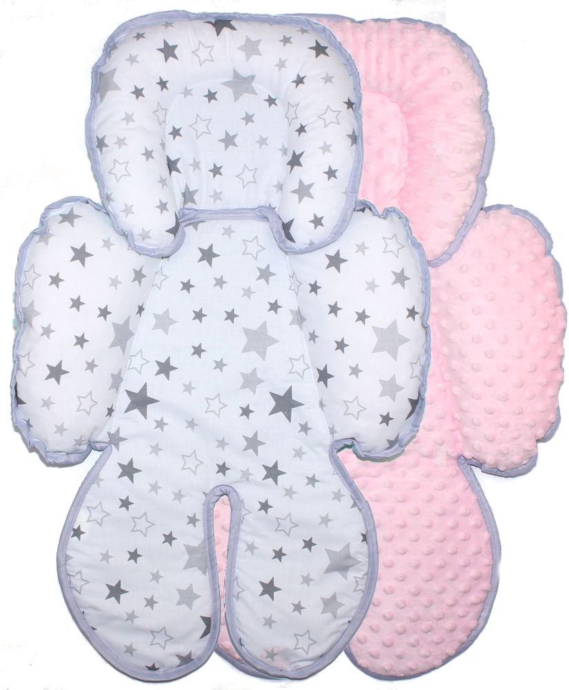 Sitzverkleinerer MINKY - Baumwolle - Star Hell+Rosa-  für Auto Kindersitz Babyschale