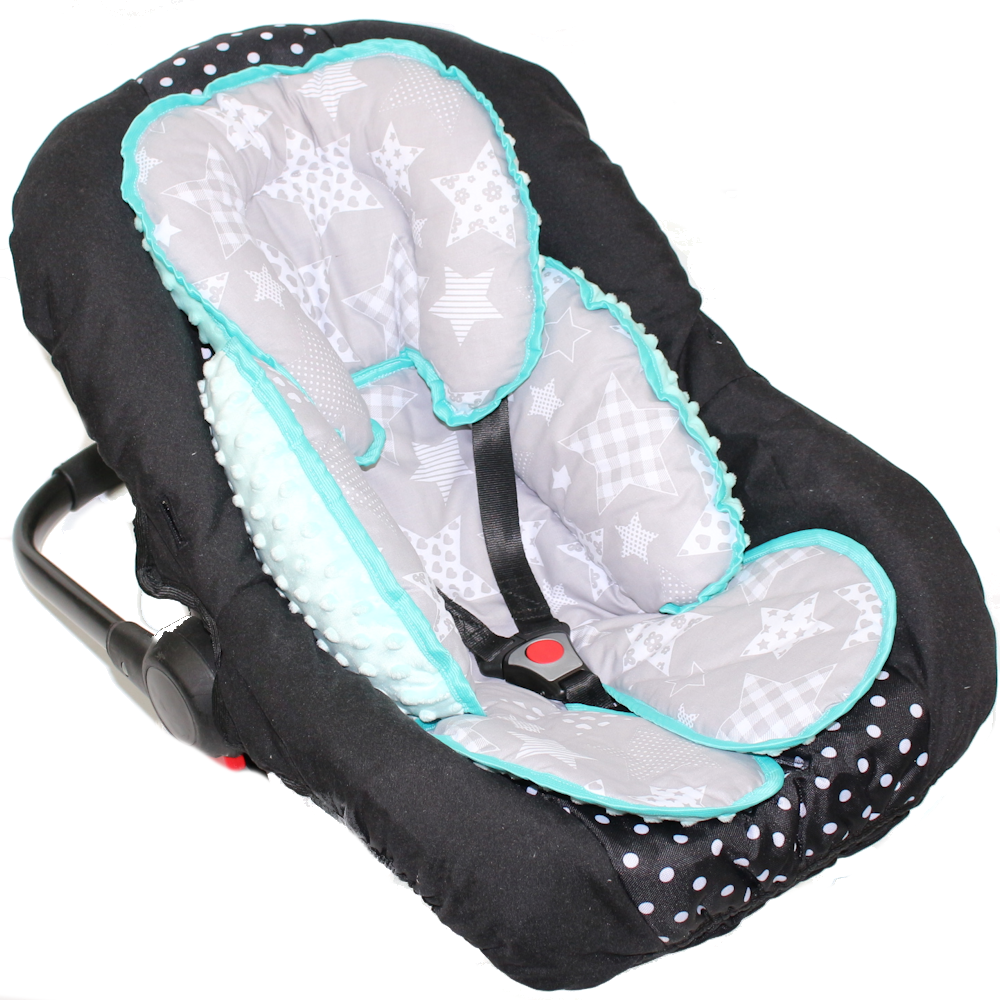 Sitzverkleinerer MINKY - Baumwolle - Galaxis+Minze-  für Auto Kindersitz Babyschale