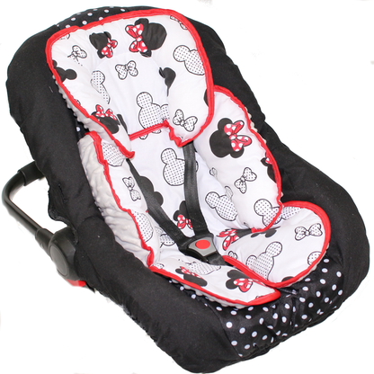 Sitzverkleinerer MINKY - Baumwolle - Minnie+Grau-  für Auto Kindersitz Babyschale