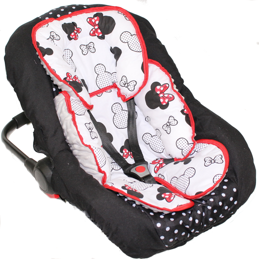 Sitzverkleinerer MINKY - Baumwolle - Minnie+Grau-  für Auto Kindersitz Babyschale