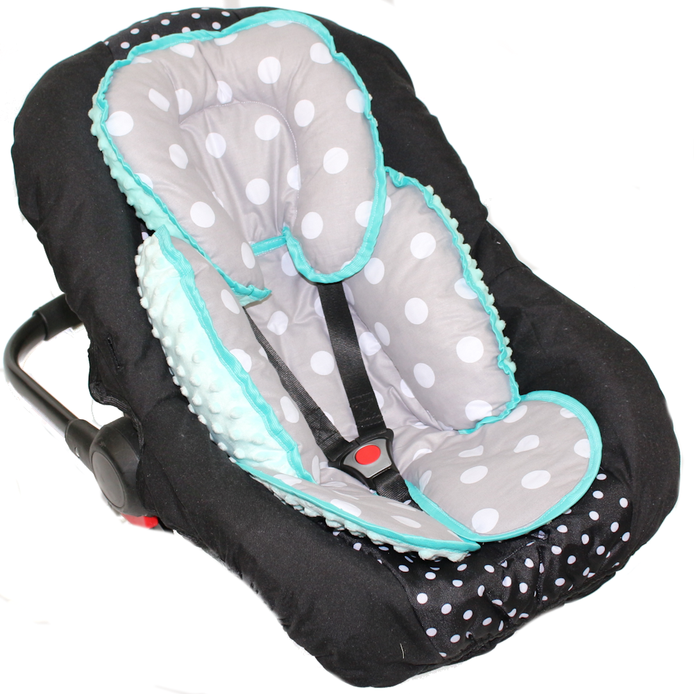 Sitzverkleinerer MINKY - Baumwolle - Drops+Minze-  für Auto Kindersitz Babyschale