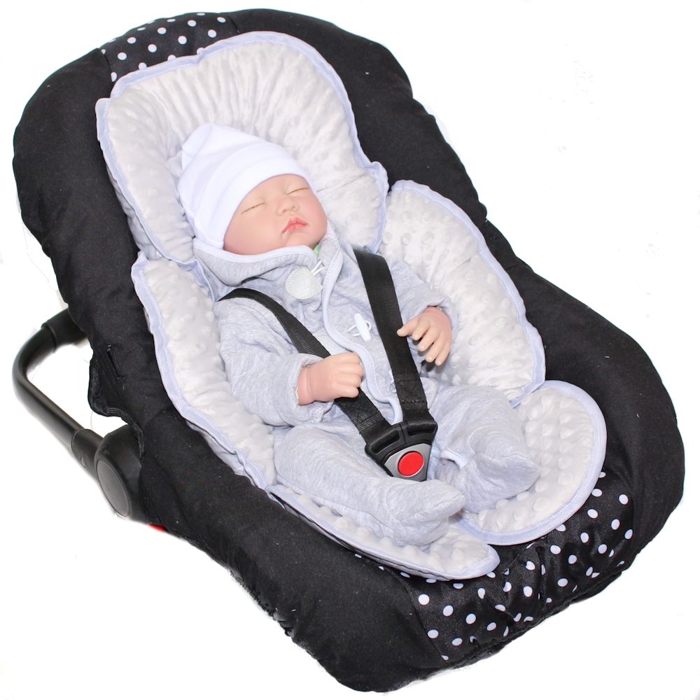 Sitzverkleinerer MINKY - Baumwolle - Star Blau+Grau-  für Auto Kindersitz Babyschale